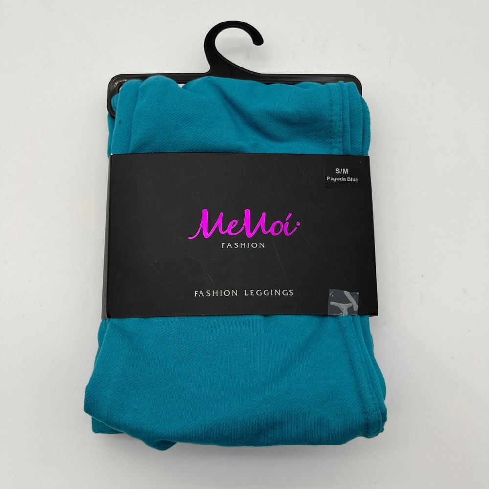 MeMoi Leggings Womens S/M Pagoda Blue Soft Chic MQ-011 Cotton Blend Stretch Teal